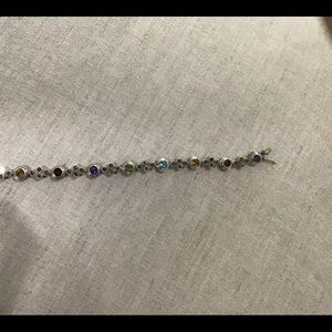 Sterling silver, Marked 925 Thailand, Marcasite and multi gemstone bracelet